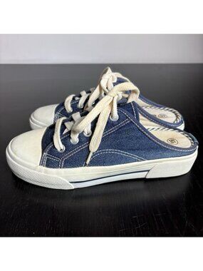 Vintage 90s/Y2K Womens Size 5.5 Blue Denim Slip-On Mule Sneakers by Balloons